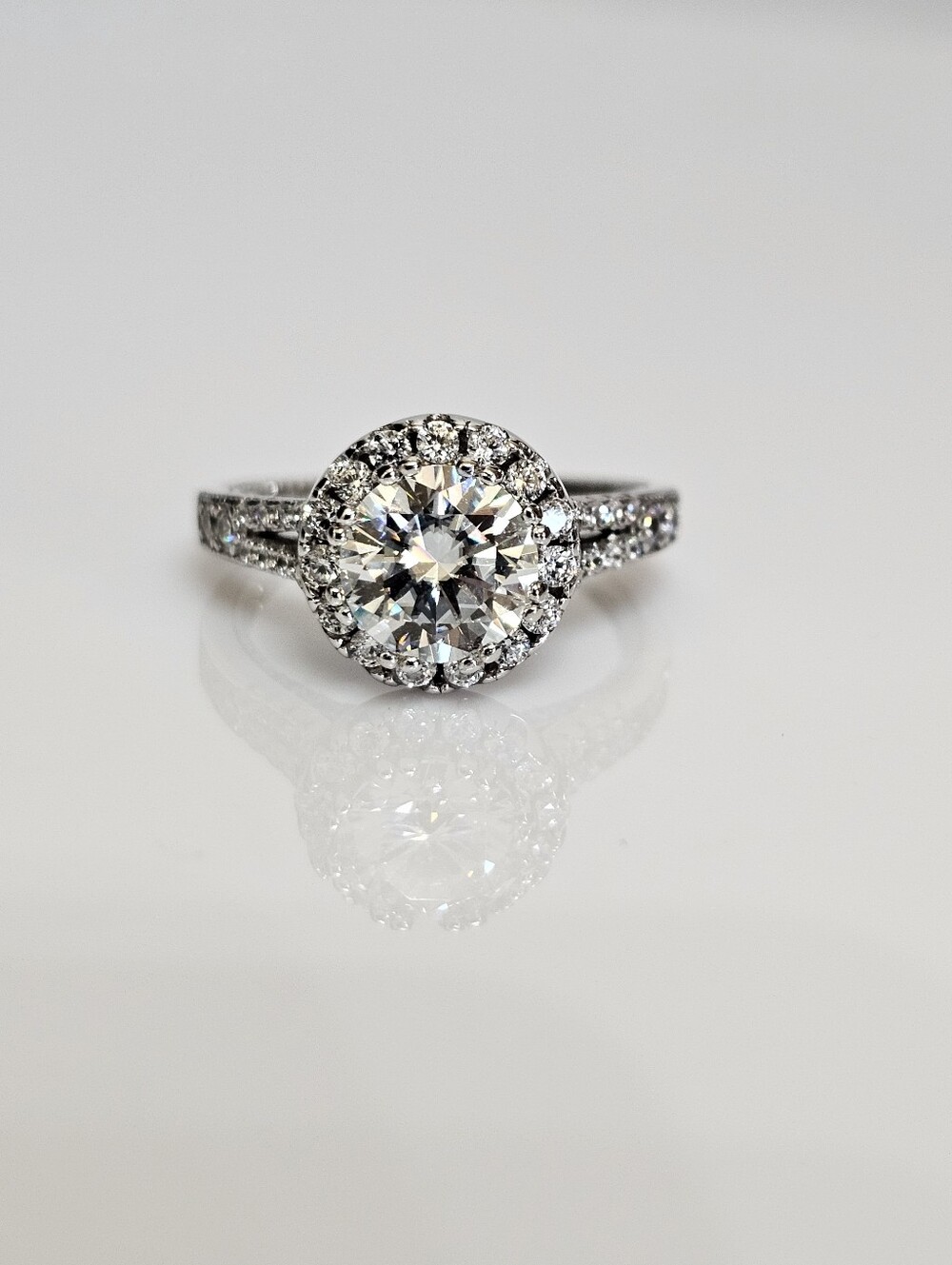 Genuine Moissanite 3 Carat Ring 18K White Gold Vermeil Size 8! - Picture 6 of 15